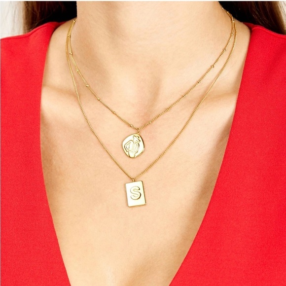 Necklace Women 18K Gold Plated Letter S Pendant Stainless Steel Gift Glam Dainty - Picture 2 of 3